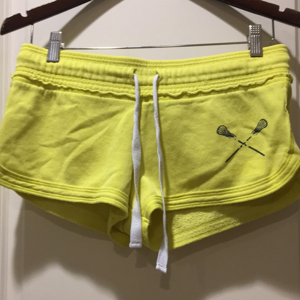 Blu Chic Active girl drawstring micro mini shorts lacrosse sticks graphic size S